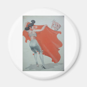 1920s Lady Bullfighter Holds Them Off Magnet