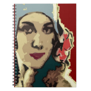 1920s Lady in a Blue Hat Pop Art Notebook