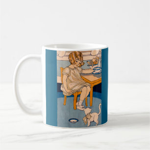 1920s little girl and little white cat coffee mug
