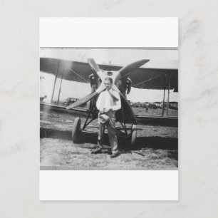 1920's Man with Aeroplane Postcard