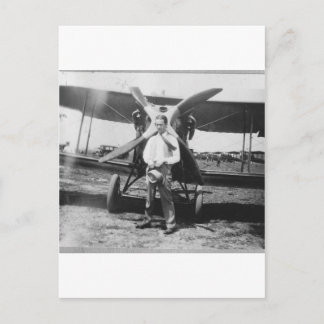1920's Man with Aeroplane Postcard