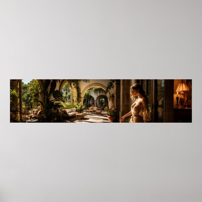 1920s Miami Spanish villa courtyard - Ultra wide Poster (Front)
