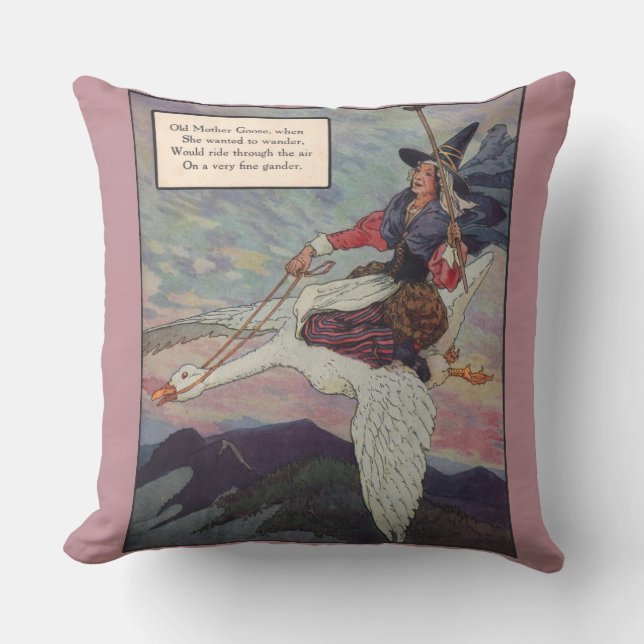 1920s Mother Goose riding her giant goose Cushion (Front)