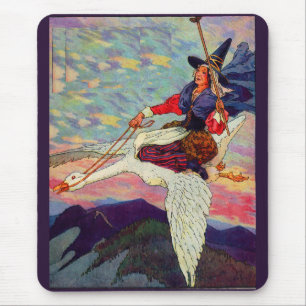1920s Mother Goose riding her giant goose Mouse Mat