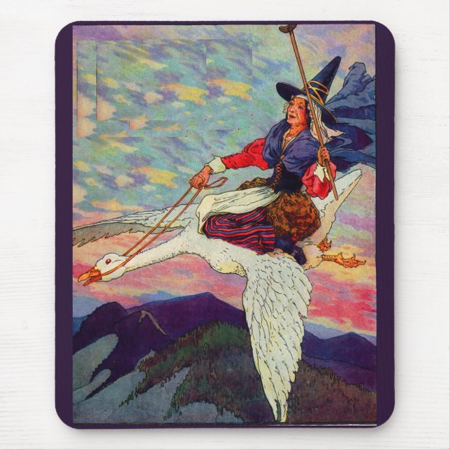 1920s Mother Goose riding her giant goose Mouse Mat (Front)
