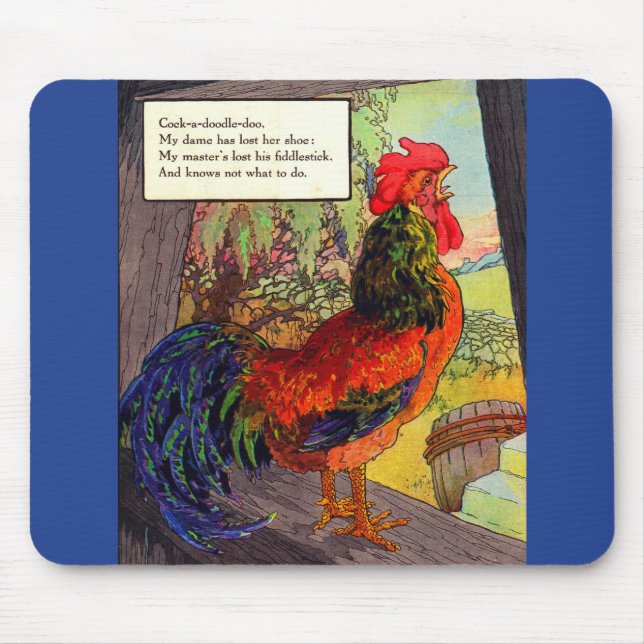 1920s Mother Goose - rooster Mouse Mat (Front)