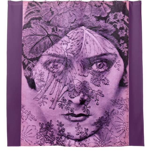 1920s movie star Gloria Swanson in lavender Shower Curtain (Front)