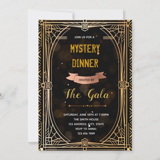 1920s murder dinner invitation (Front)