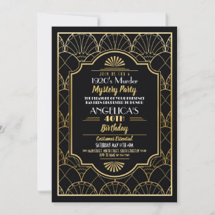 1920s Murder Mystery Dinner Birthday Party  Invitation