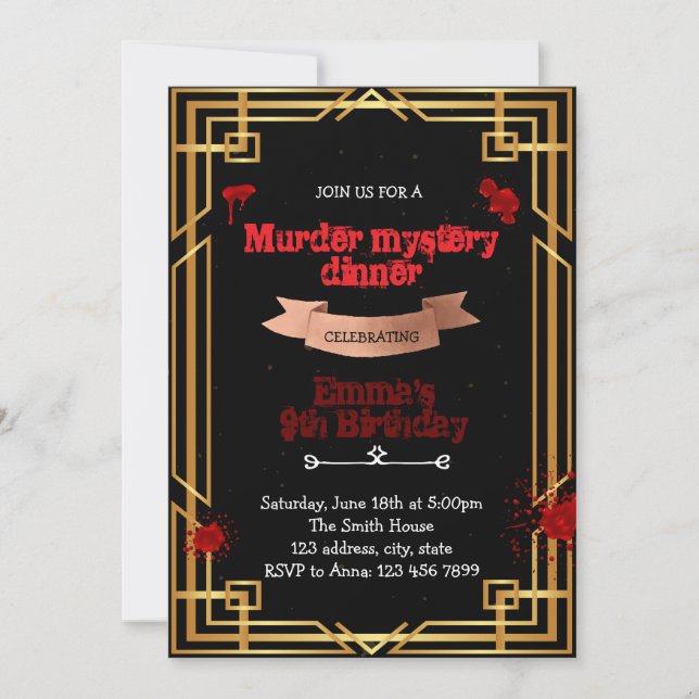 1920s Murder Mystery Dinner invitation (Front)