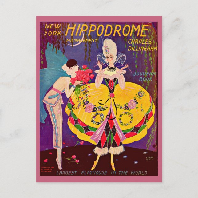 1920s New York Hippodrome program cover Postcard (Front)
