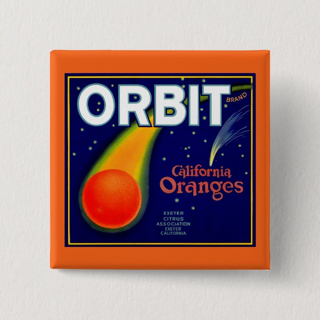 1920s Orbit Oranges fruit crate label 15 Cm Square Badge (Front)
