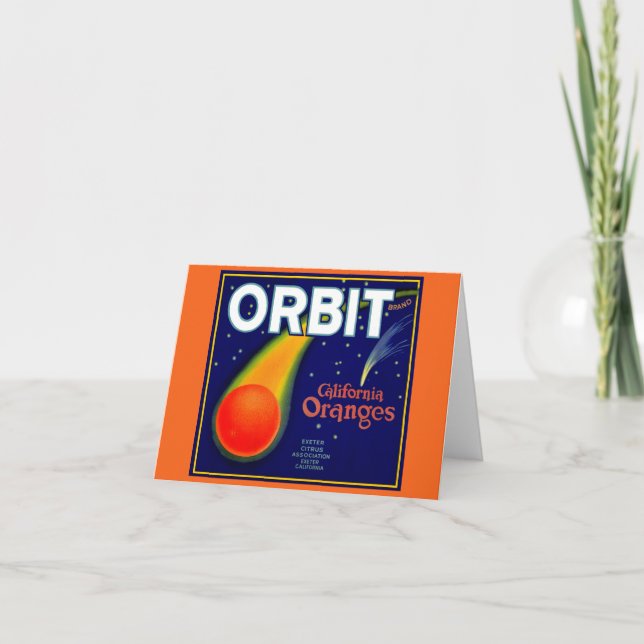 1920s Orbit Oranges fruit crate label Note Card (Front)