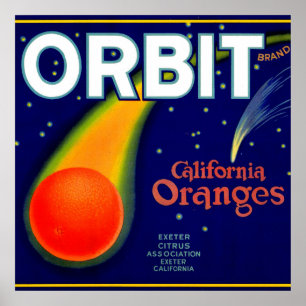 1920s Orbit Oranges fruit crate label Poster