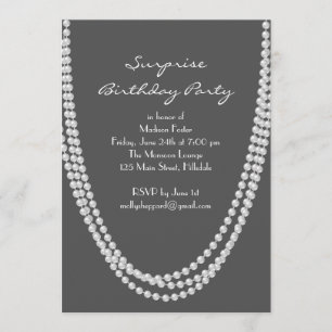 1920's Pearl Surprise Birthday Party Invite grey
