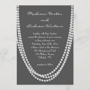 1920's Pearl Wedding Invitation - grey