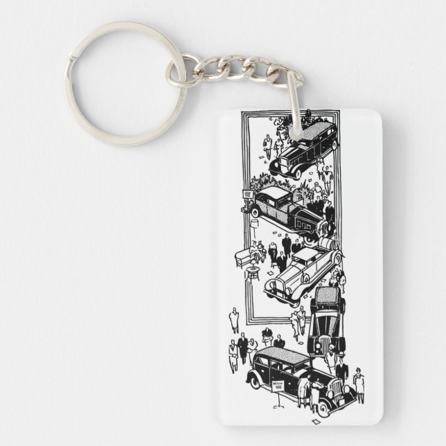 1920s people car show art illustration  key ring (Front)