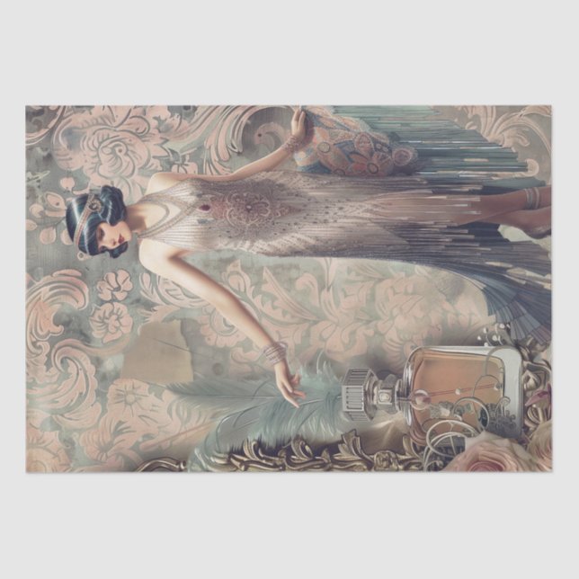 1920's Perfume Flapper Girl Art Deco Tissue Paper (Front)