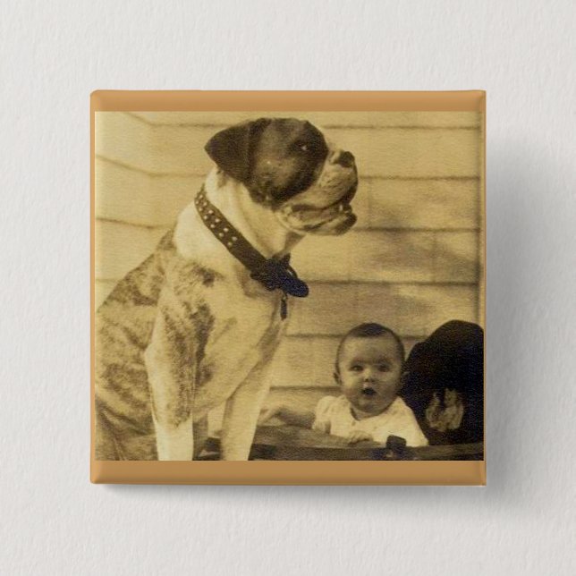 1920s pitbull guards baby 15 cm square badge (Front)