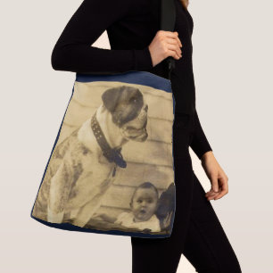 1920s pitbull guards baby crossbody bag