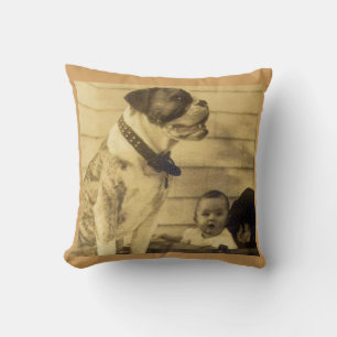 1920s pitbull guards baby cushion