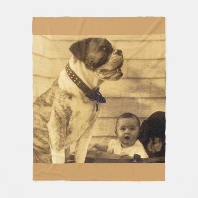 1920s pitbull guards baby fleece blanket (Front)