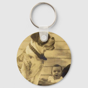 1920s pitbull guards baby key ring