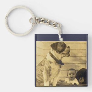 1920s pitbull guards baby key ring