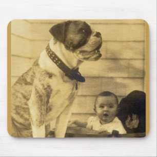 1920s pitbull guards baby mouse mat