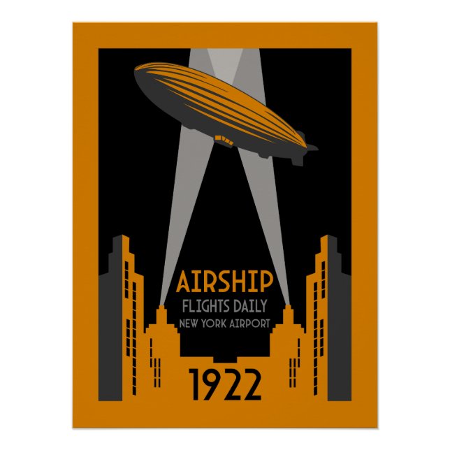 1920's Retro Airship Travel Poster (Front)