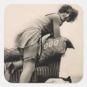 1920's Risque Flapper girl photo Square Sticker