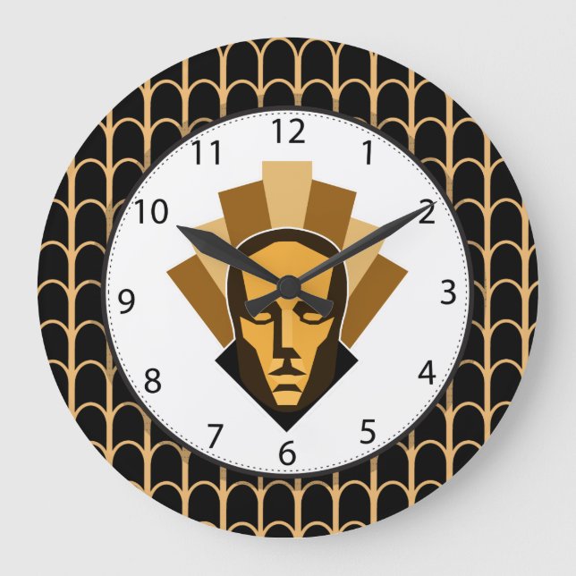 1920s Roaring Twenties Style Statue Crest Large Clock (Front)