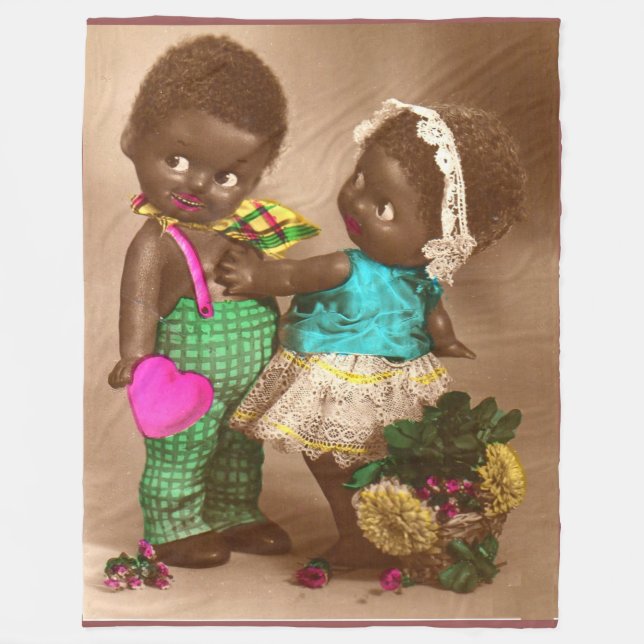 1920s RPPC adorable black dolls in love Fleece Blanket (Front)