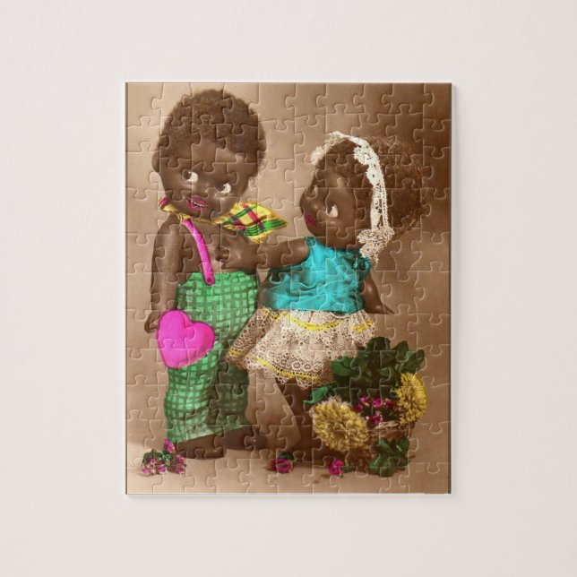 1920s RPPC adorable black dolls in love Jigsaw Puzzle (Vertical)