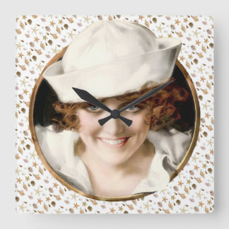1920s Sailor Girl Square Wall Clock