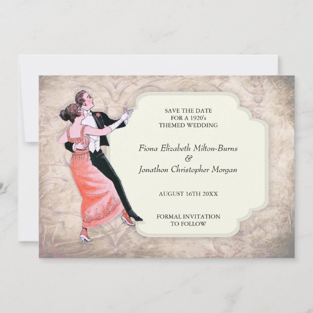1920's Save The Date Vintage Dancing Couple (Front)