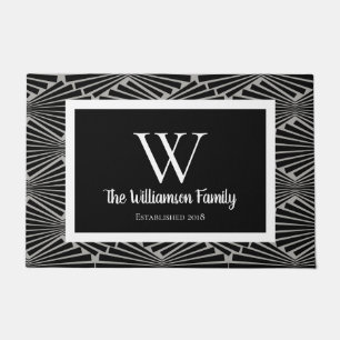 1920s Sophisticated Black & Grey Art Deco Doormat