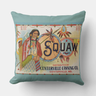 1920s Squaw Brand crate label print Cushion