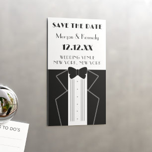 1920s Style Tuxedo Wedding Save the Date Magnet