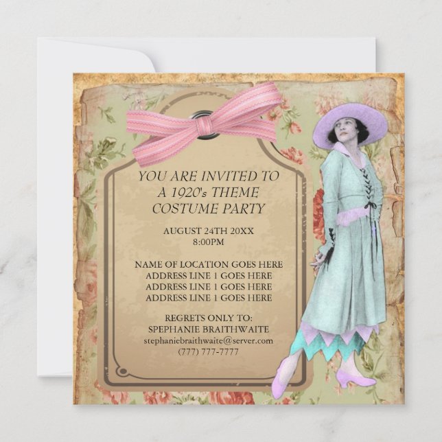 1920's Theme Costume Party Invitation (Front)