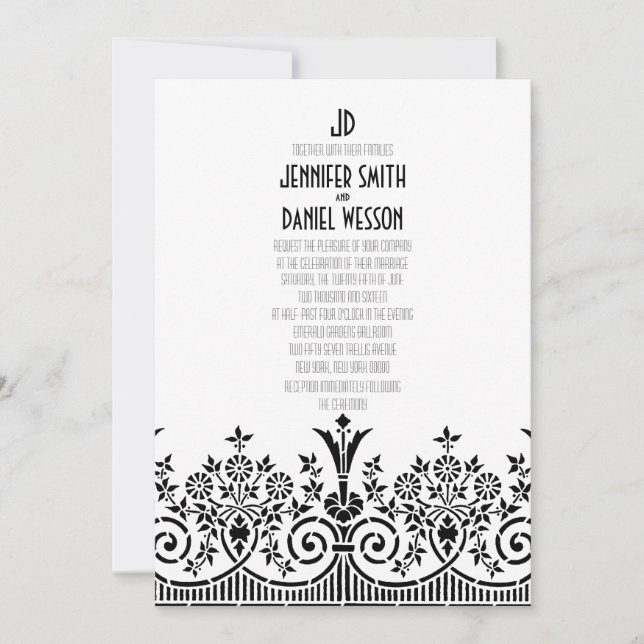 1920s Theme Wedding Invitation Template (Front)