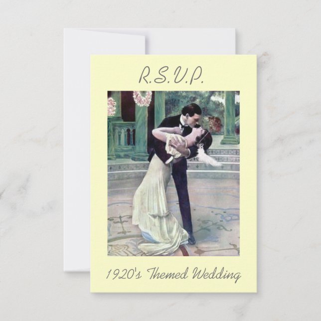 1920's Themed Wedding R.S.V.P RSVP Card (Front)