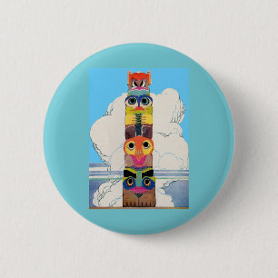 1920s totem pole 6 cm round badge