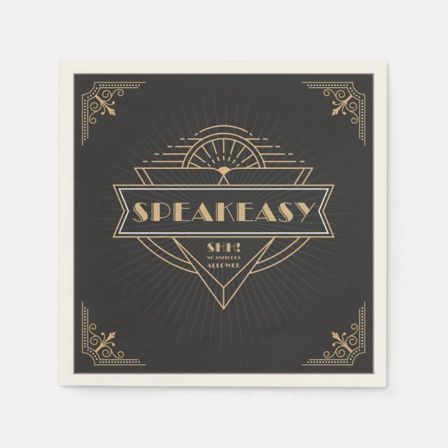 1920s Vintage Art Deco Flapper Speakeasy Party Napkin (Front)