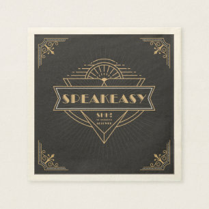 1920s Vintage Art Deco Flapper Speakeasy Party Napkin