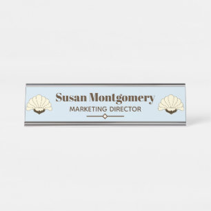 1920s Vintage Art Deco Flowers Personalised Desk Name Plate
