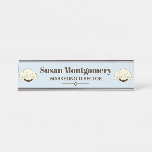 1920s Vintage Art Deco Flowers | Personalised Desk Name Plate (Front)