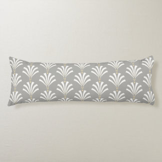 1920s Vintage Art Deco Grey & White Palmettos Body Cushion