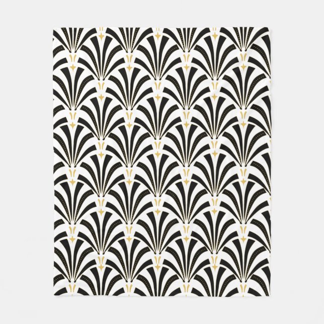 1920s Vintage Art Deco Palmetto Fans Fleece Blanket (Front)