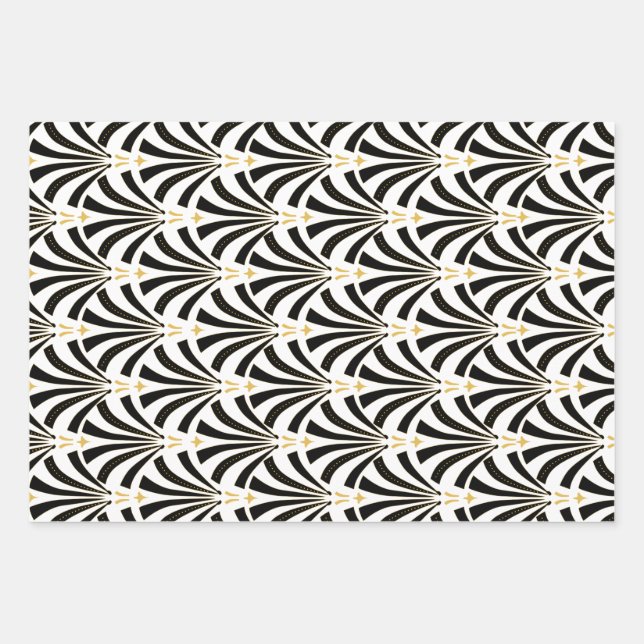 1920s Vintage Glamour Art Deco Pattern Wrapping Paper Sheet (Front)